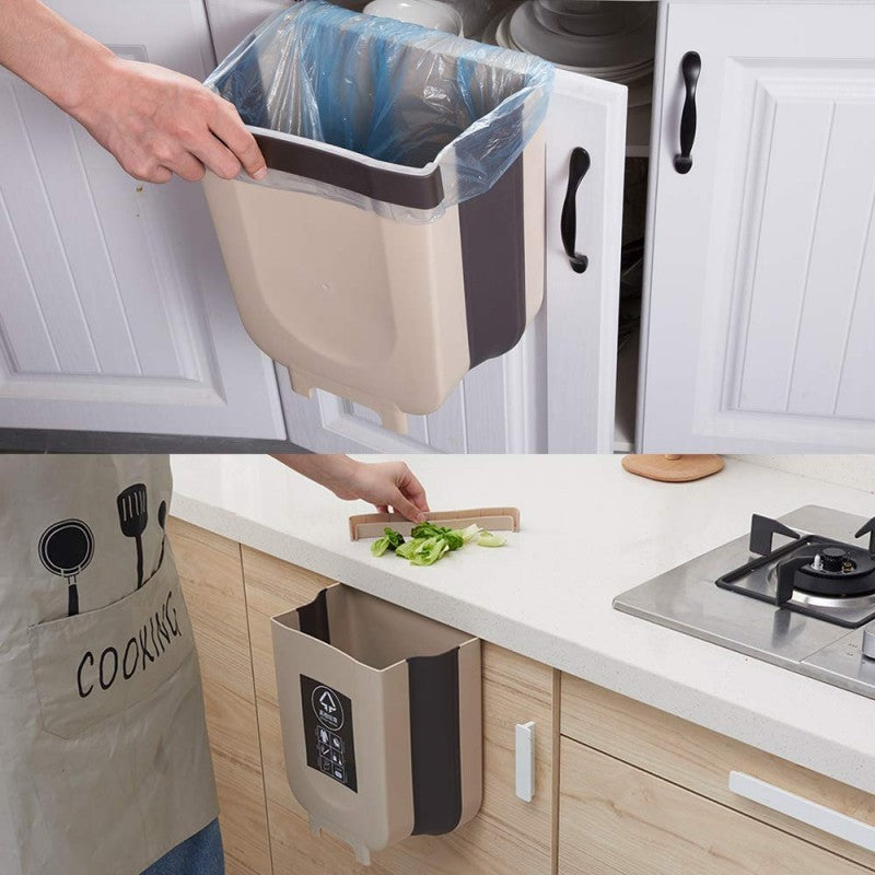 Hanging Trash Can Kitchen Cabinet Door Collapsible Dust Bin, Hanging Trash Holder Dustbin