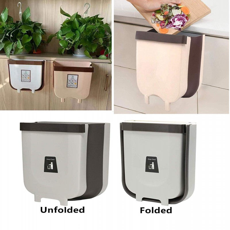 Hanging Trash Can Kitchen Cabinet Door Collapsible Dust Bin, Hanging Trash Holder Dustbin